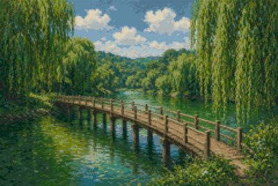 A Wooden Bridge over the River