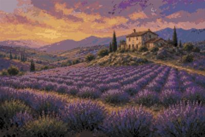 A Lavender Field with a House