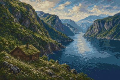 A Fjord with a Cabin