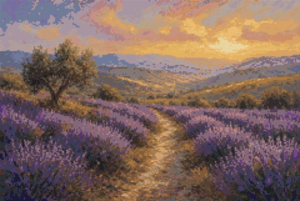 A Lavender Field at Sunset