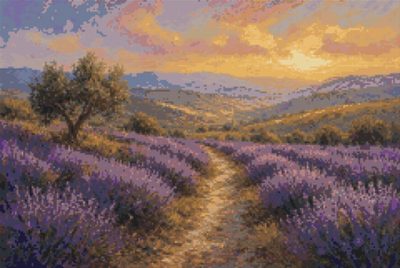 A Lavender Field at Sunset
