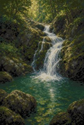 A Waterfall in Green Light