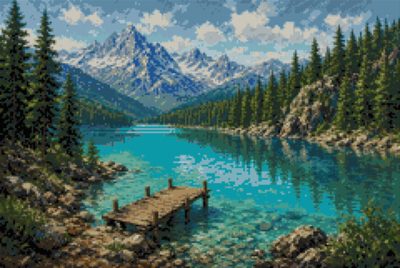 An Alpine Lake with a Jetty