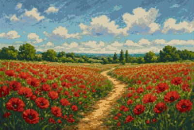 A Poppy Field with a Track