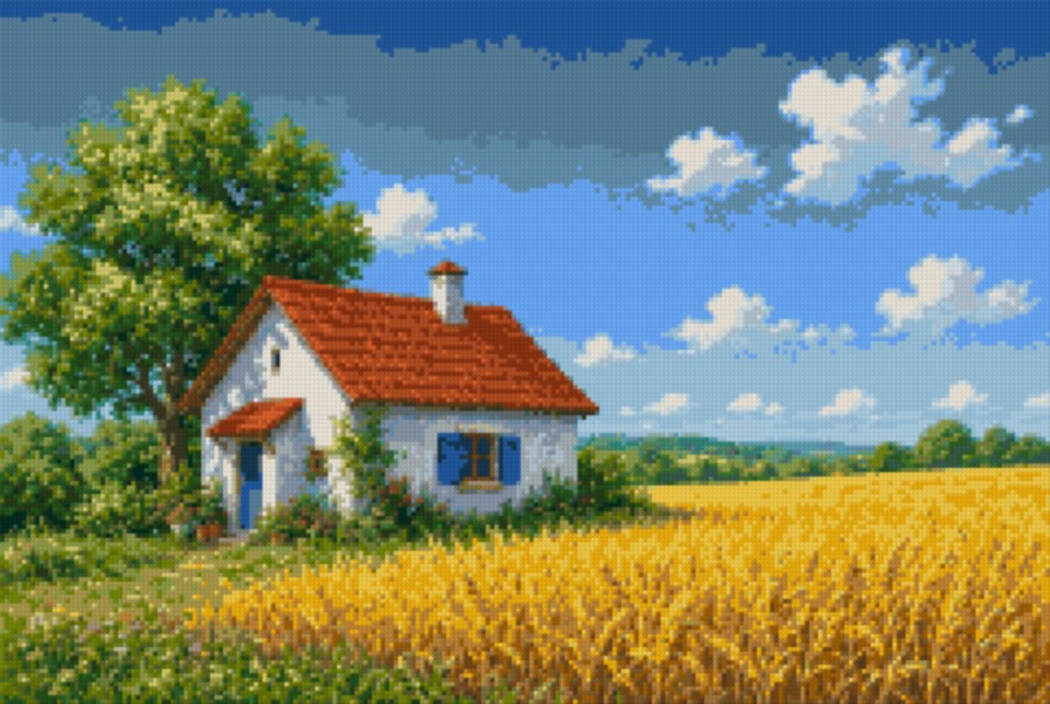 Casă albă lângă lan