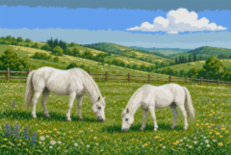 White Horses in the Meadow