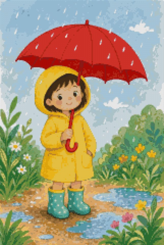 A Girl with a Red Umbrella