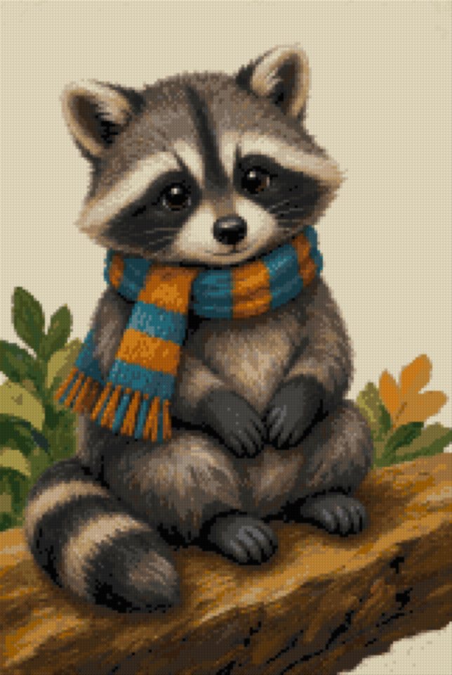 A Raccoon in a Striped Scarf