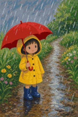 A Girl on the Path in the Rain