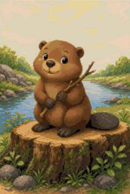 A Little Beaver with a Twig