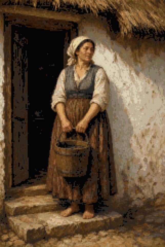 A Woman with a Bucket in the Doorway
