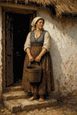 A Woman with a Bucket in the Doorway