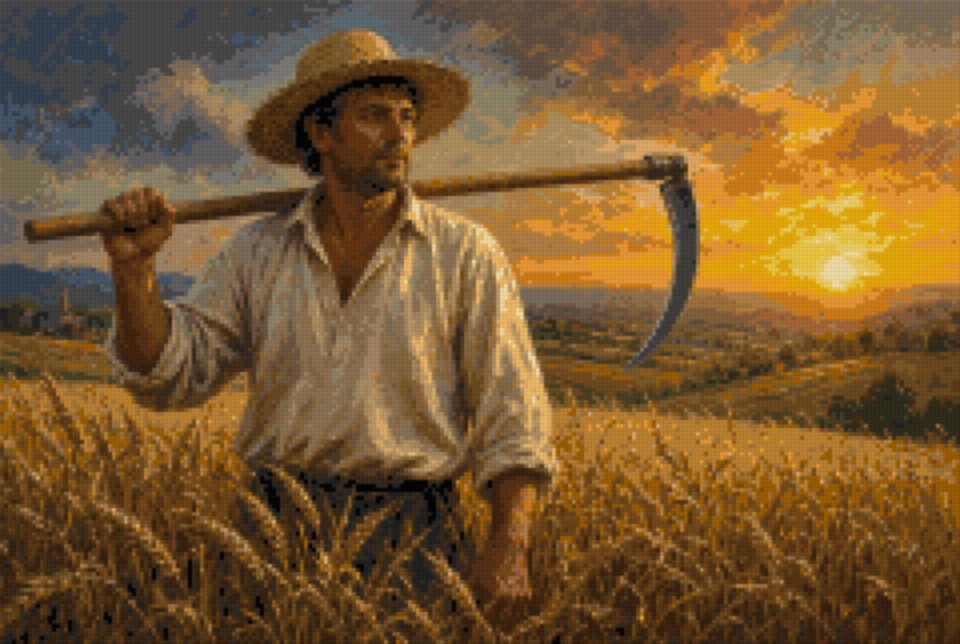 A Mower at Sunset