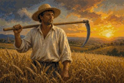A Mower at Sunset