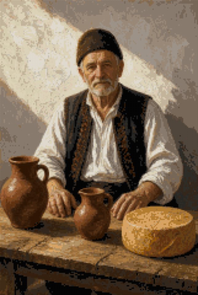 An Old Man Selling Cheese