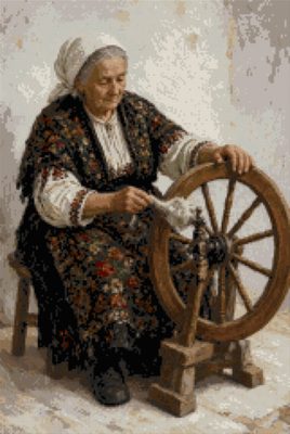 An Old Woman at the Spinning Wheel
