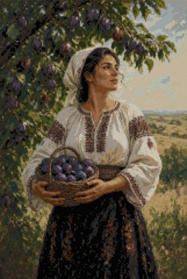 A Basket of Plums Under the Tree