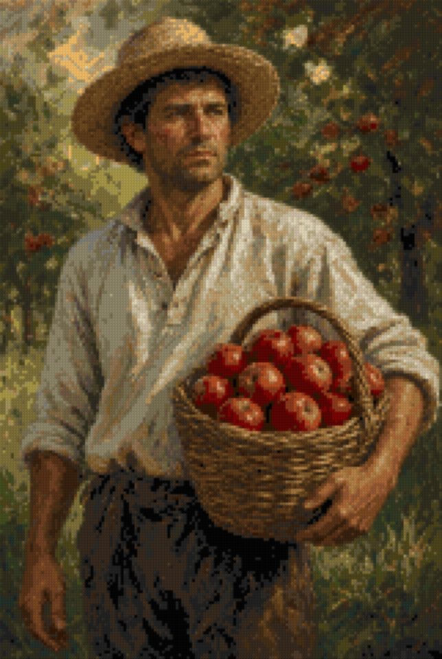 A Man with a Basket of Apples