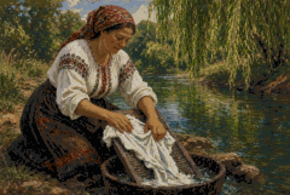 Spălatul rufelor la râu