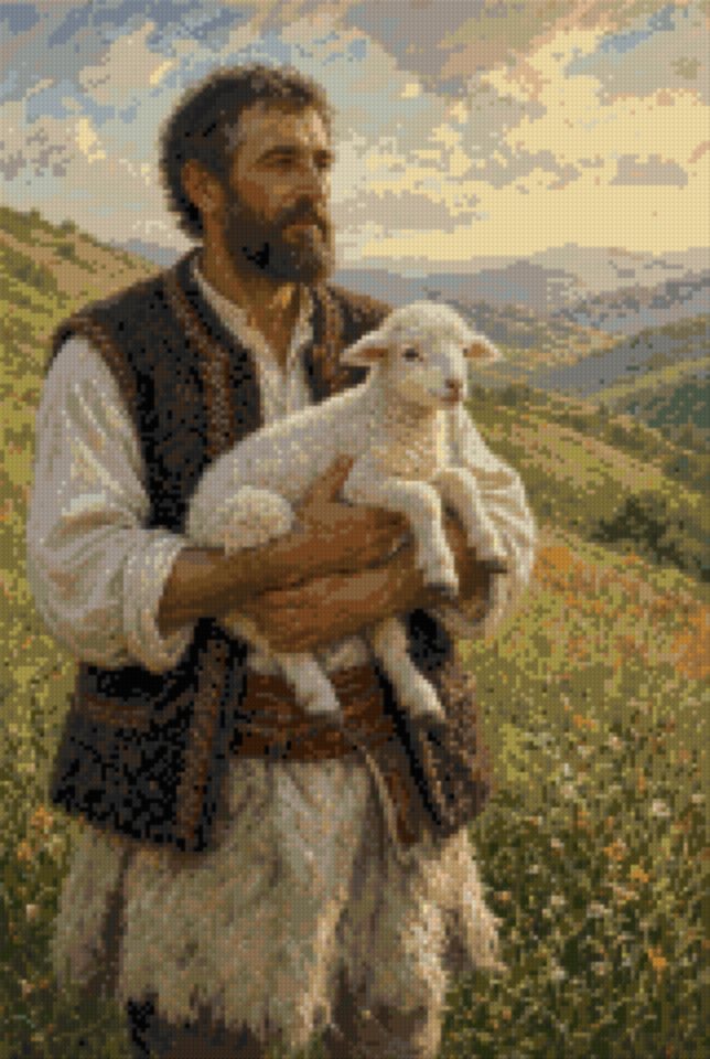 A Shepherd Carrying a Lamb