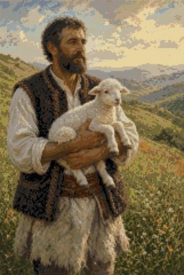 A Shepherd Carrying a Lamb