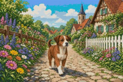 A Puppy in the Flowered Lane