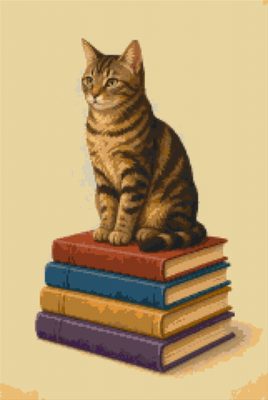 A Cat on a Stack of Books