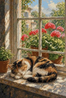A Cat Asleep on the Sill
