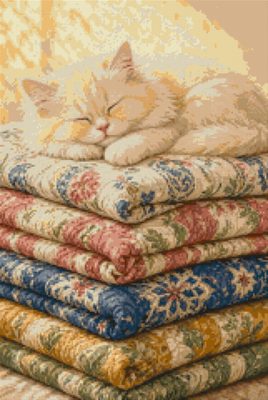 A Cat on the Quilts