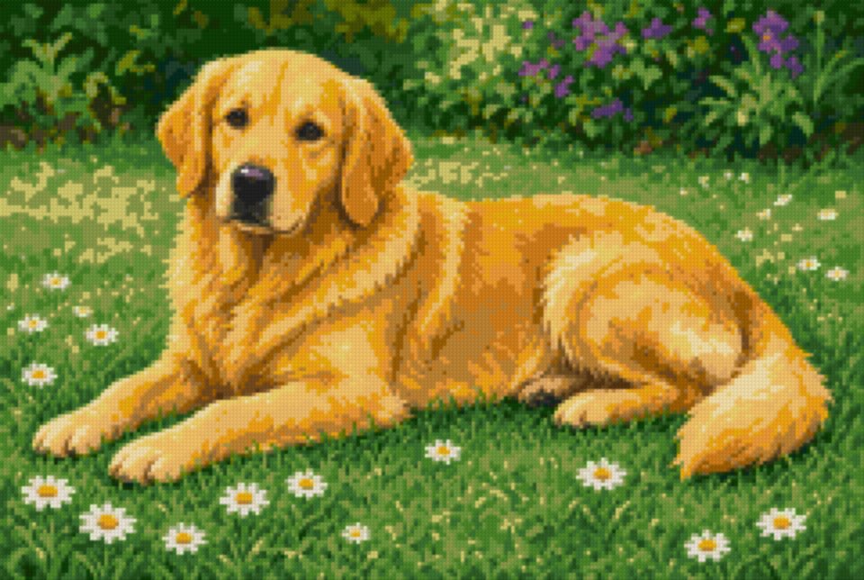 A Golden Retriever on the Grass
