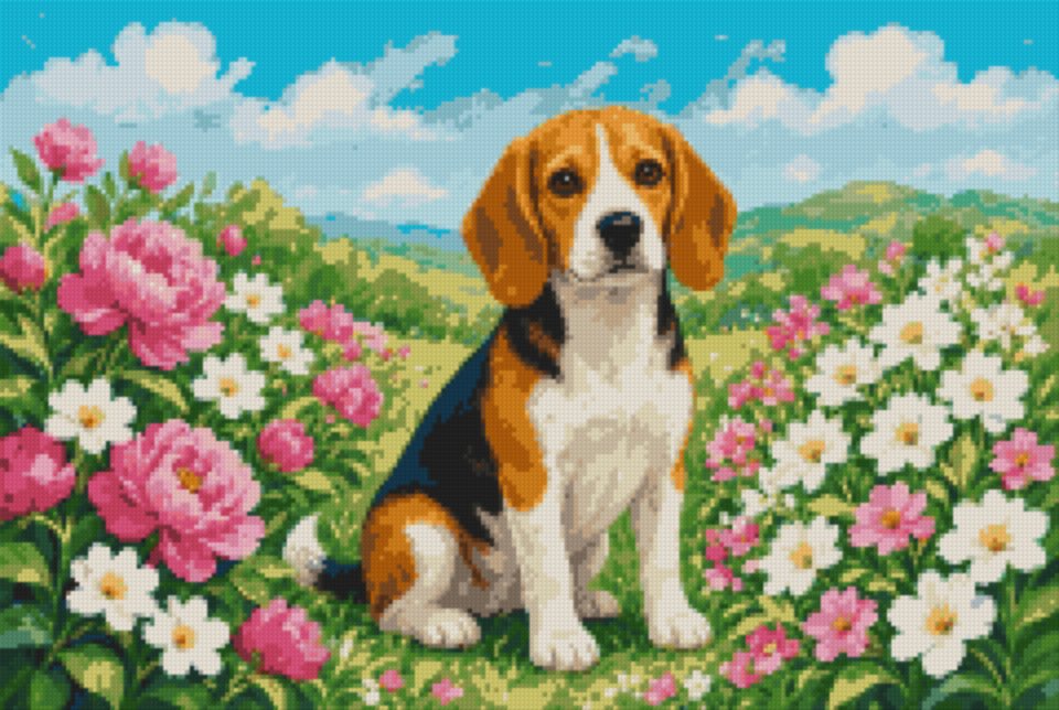 A Beagle among the Flowers