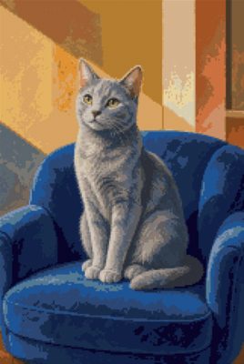 A Grey Cat in an Armchair