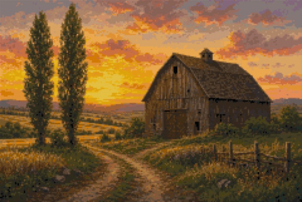 A Barn at Dusk
