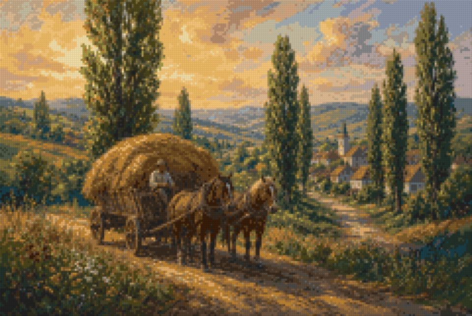 A Hay Wagon in the Field