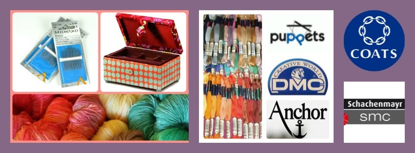 Embroidery floss, needles, hoops and notions from Goblen Partner